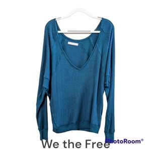 We The Free Pallace Teal Santa Clara Slouchy Thermal Top
